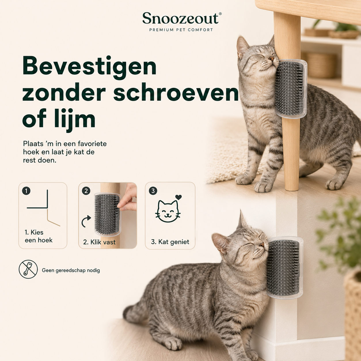 Zelfmassage-Hoekborstel voor Katten met Kattenkruid