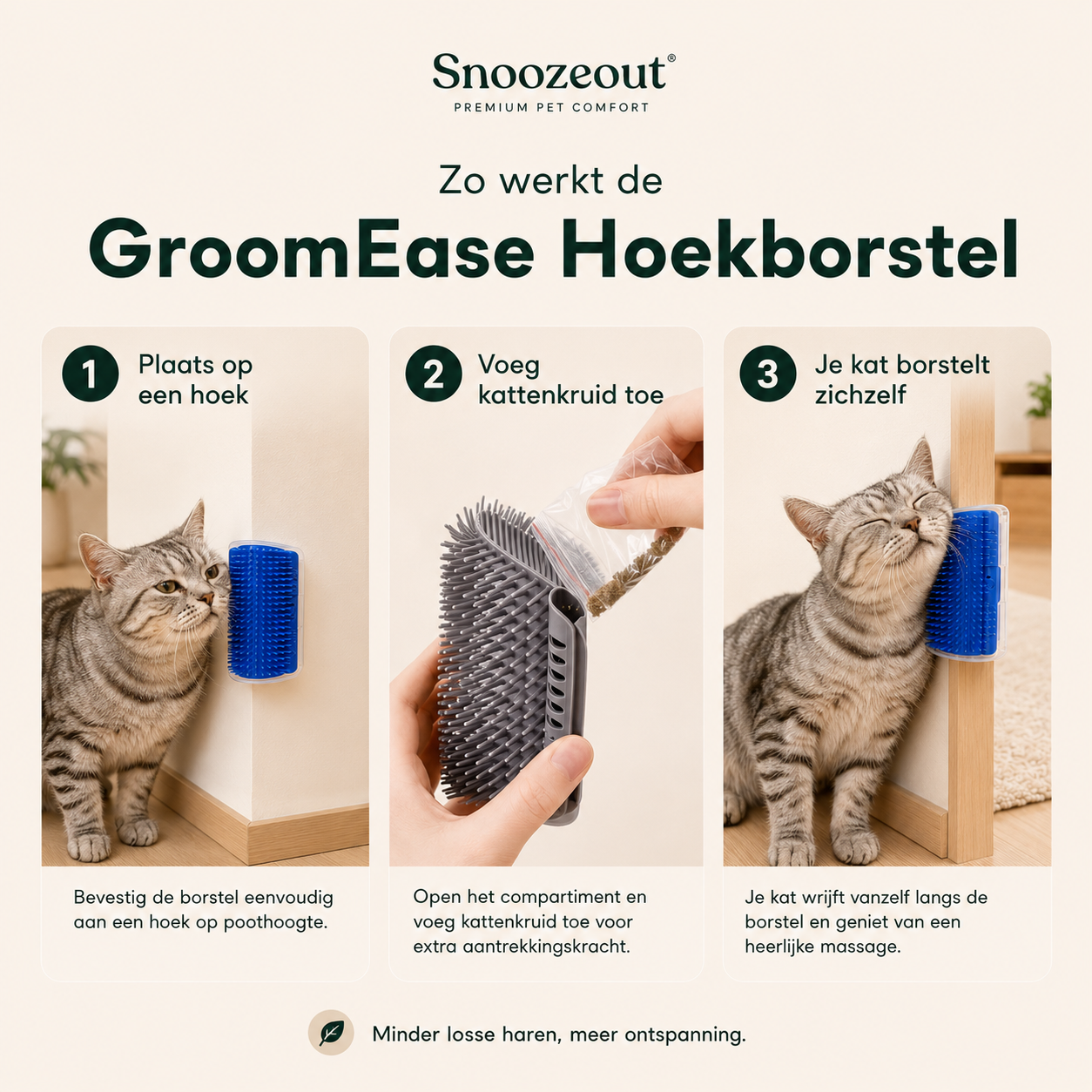 Zelfmassage-Hoekborstel voor Katten met Kattenkruid