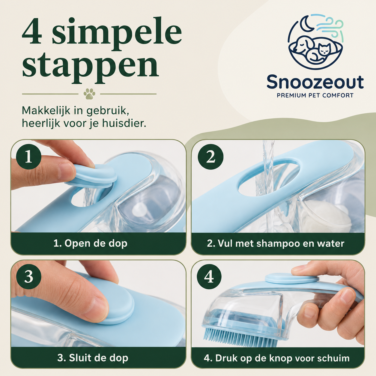 2-in-1 Shampooborstel voor Huisdieren