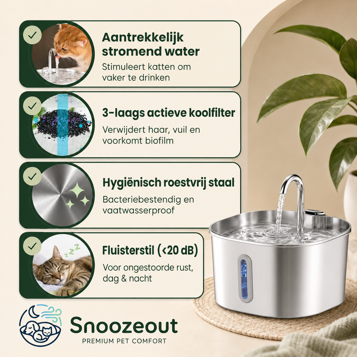 Stromende Drinkfontein voor Katten